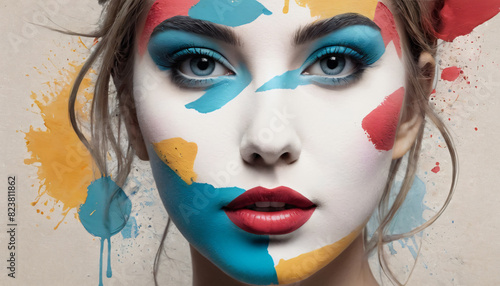 painted face woman abstract colors © Edwin
