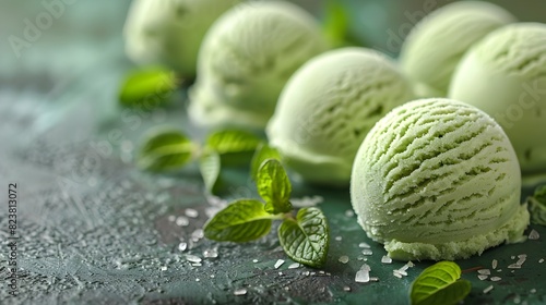Savor the Taste of Summer Generous Scoops of Rich Green Ice Cream © idea24Club