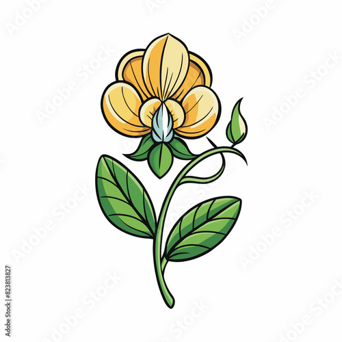 Sweet Pea flower cartoon style Icon Vector clipart Illustration