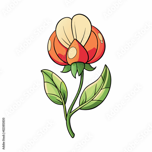 Sweet Pea flower cartoon style Icon Vector clipart Illustration
