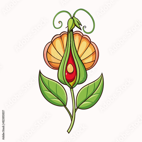 Sweet Pea flower cartoon style Icon Vector clipart Illustration