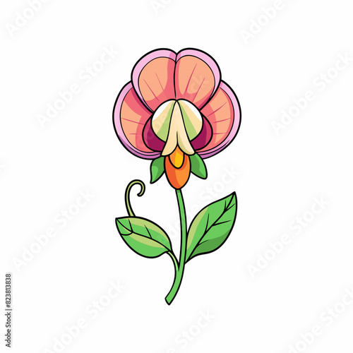 Sweet Pea flower cartoon style Icon Vector clipart Illustration