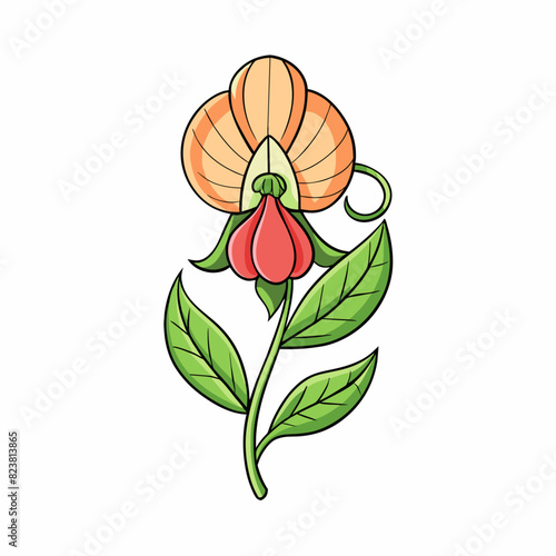Sweet Pea flower cartoon style Icon Vector clipart Illustration