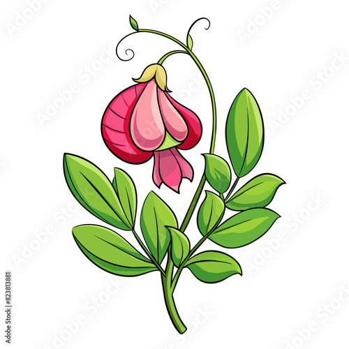 Sweet Pea flower cartoon style Icon Vector clipart Illustration