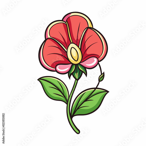 Sweet Pea flower cartoon style Icon Vector clipart Illustration