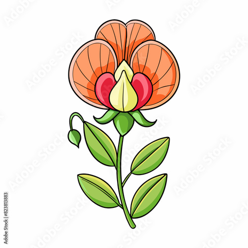 Sweet Pea flower cartoon style Icon Vector clipart Illustration