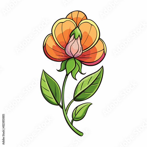Sweet Pea flower cartoon style Icon Vector clipart Illustration