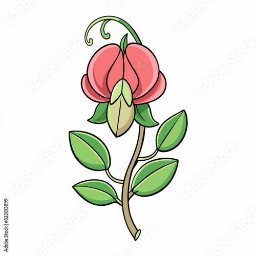 Sweet Pea flower cartoon style Icon Vector clipart Illustration