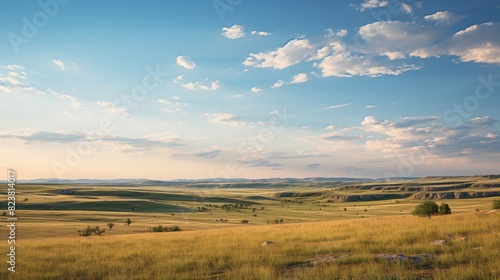 Prairie scene with expansive plains backdrop