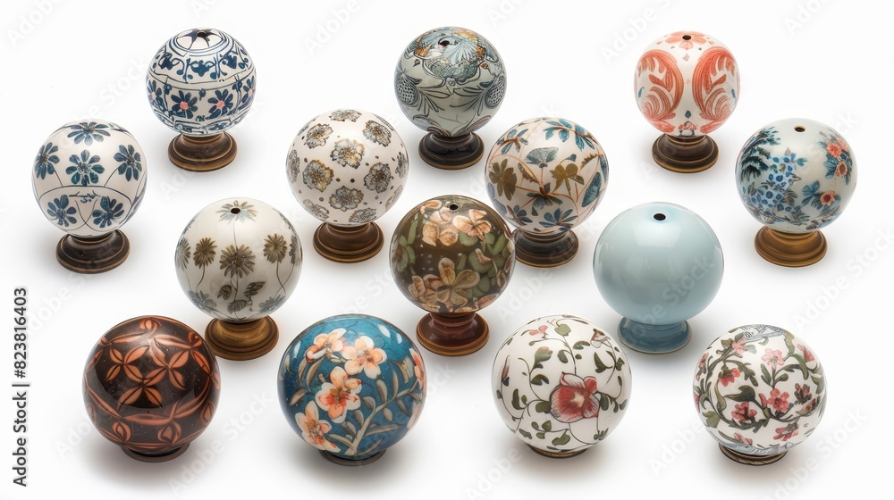 A collection of white and blue flowery vases with different designs A collection of white and blue flowery vases with different designs