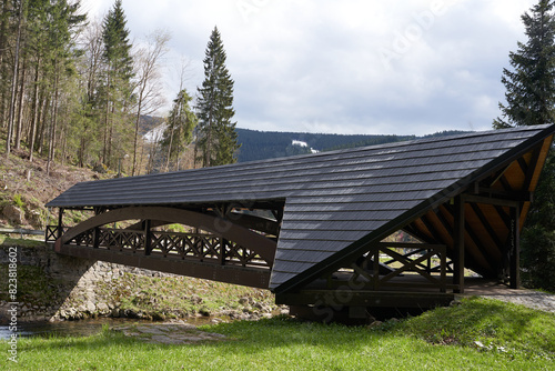 Spindleruv Mlyn, Czech Republic - April 27, 2024 - Architecture of Spindleruv Mlyn at the beginning of spring. Mountain town near Hradec Kralove