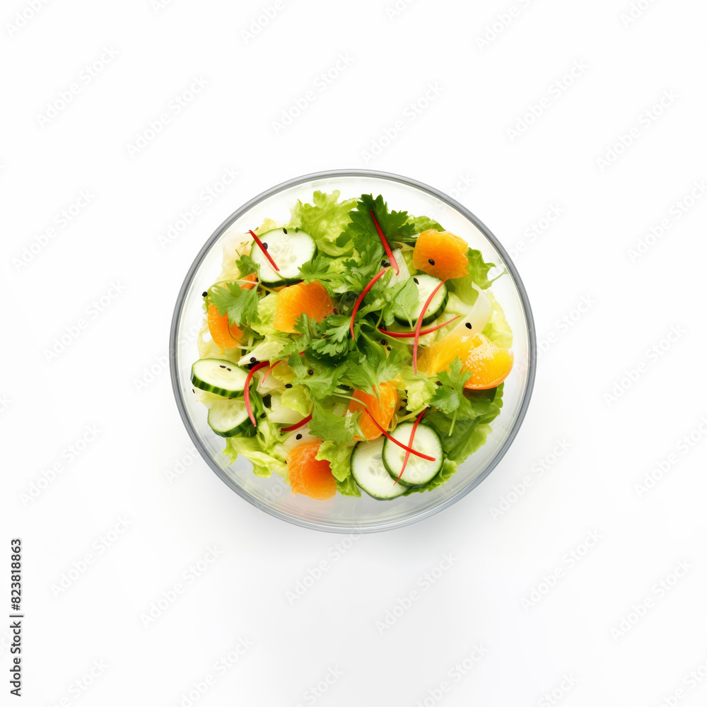 In a studio with a crisp white backdrop, a wooden bowl displays a lively assortment of vegetables, featuring tomatoes, cucumbers, lettuce, onions, olives, and bell peppers, in a fresh salad. In a studio with a crisp white backdrop, a wooden bowl displays a lively assortment of vegetables, featuring tomatoes, cucumbers, lettuce, onions, olives, and bell peppers, in a fresh salad.