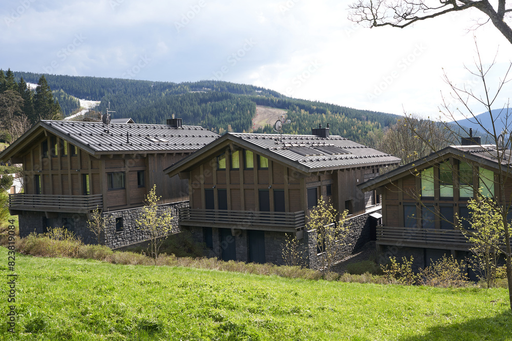 Fototapeta premium Spindleruv Mlyn, Czech Republic - April 27, 2024 - Architecture of Spindleruv Mlyn at the beginning of spring. Mountain town near Hradec Kralove