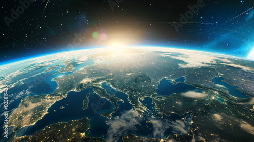 The european continent seen from the space, focus on Italy
