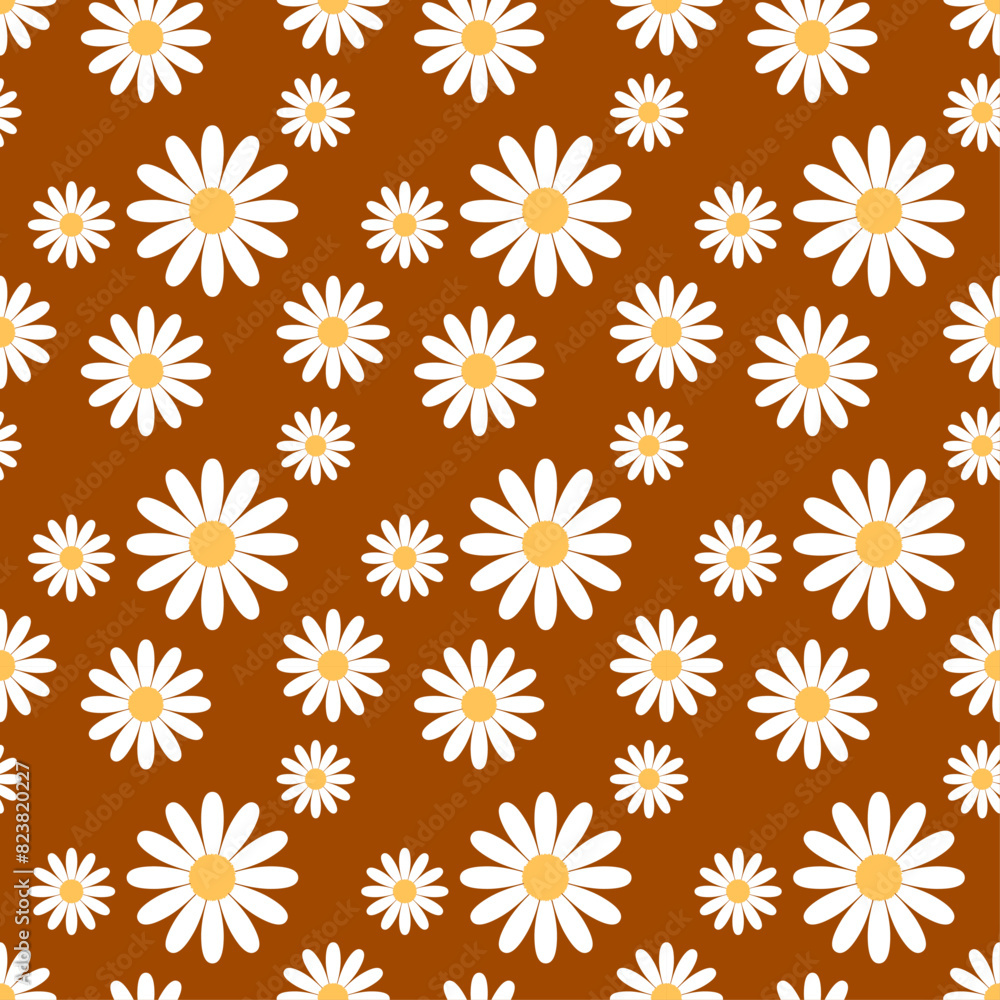Daisy flower seamless on editable background illustration. Pretty floral pattern for print. Flat design vector. Spring and summer seamless. Flowers seamless design. Cute floral print. Daisy flower seamless on editable background illustration. Pretty floral pattern for print. Flat design vector. Spring and summer seamless. Flowers seamless design. Cute floral print.