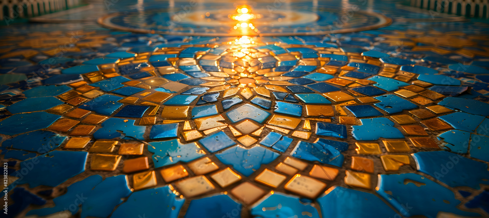 Obraz premium Close-up of an intricate Islamic mosaic on a wall