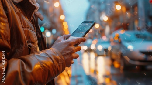 Person Standing on Street Holding Cell Phone