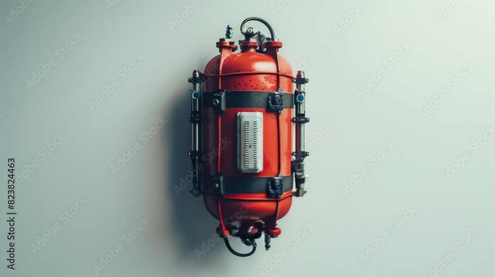 Red Fire Hydrant Mounted on Wall Red Fire Hydrant Mounted on Wall