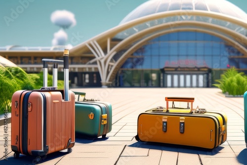 A concept of traveling showing Luggage or bags that we are ready to travel or adventure