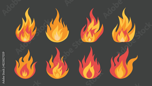 Bonfire cartoon. Fiery fire, bright fireball, hot flames and red hot bonfire, bonfire, red fiery flames isolated vector illustration.