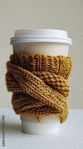 Cup of Coffee With Knitted Wrap