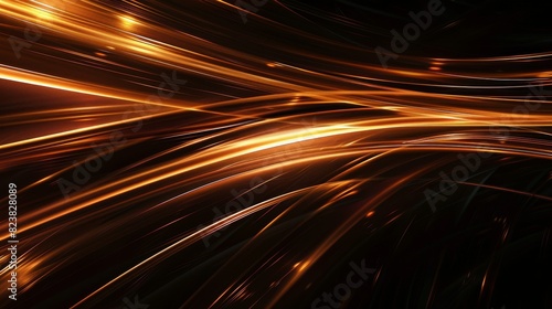 Glossy black surfaces with chestnut brown, burnt sienna, and soft cream lines depict a dynamic data network in motion.