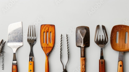 Group of Forks and Spoons Arranged Neatly