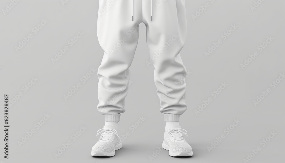 3D White Joggers and Sneakers on Mannequin 3D White Joggers and Sneakers on Mannequin