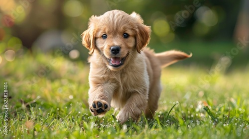 A playful puppy chasing its tail in a lush green meadow, capturing the joy and exuberance of youth.