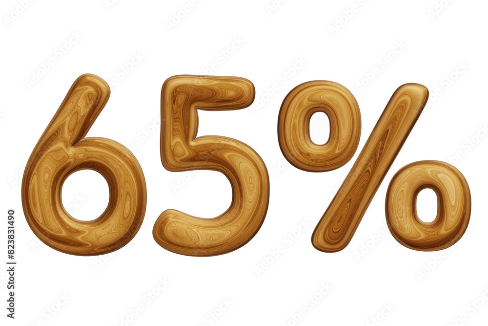 Wooden 65 percent for sale, discount, promotion and business concept Wooden 65 percent for sale, discount, promotion and business concept