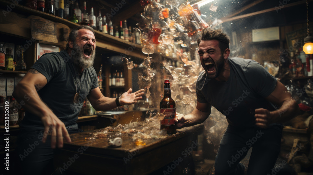 custom made wallpaper toronto digitalTwo men express shock and anger as bar contents explode around them in a dynamic scene