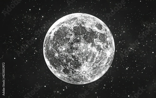 Full Moon in Starry Night Sky