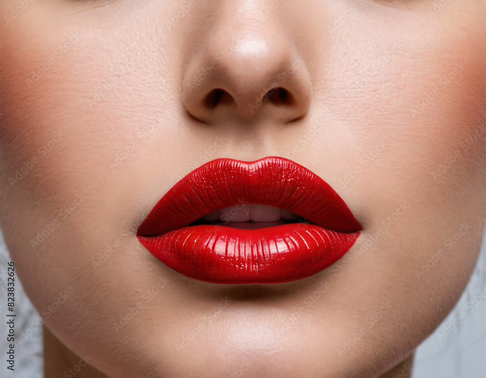 Obraz premium woman red lips face painted design