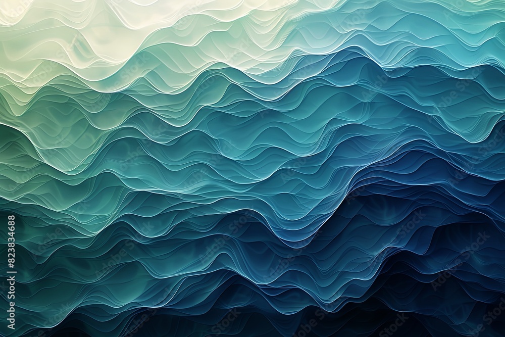 Obraz premium Abstract gradient texture with layered, wavy patterns in shades of teal and blue.