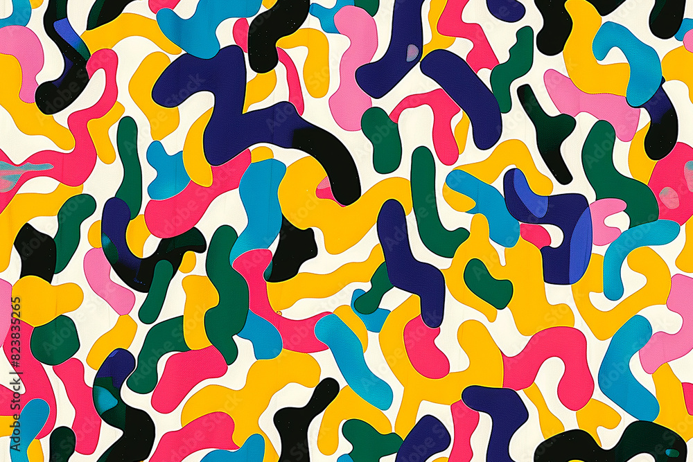 Playful seamless pattern with colorful abstract shapes, perfect for lively and cheerful designs. This vibrant pattern adds a touch of fun and creativity. Playful seamless pattern with colorful abstract shapes, perfect for lively and cheerful designs. This vibrant pattern adds a touch of fun and creativity.