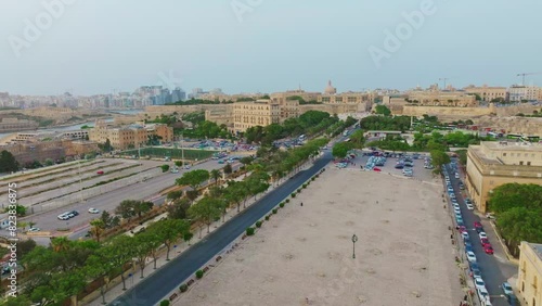 St. Publius Parish Church and St. Publius' Square (The Granaries) in Floriana city. View to Valletta. Malta island photo