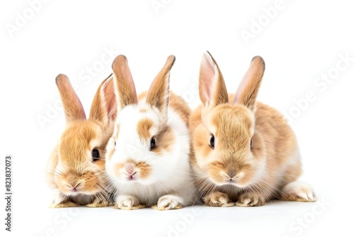 Adorable White Bunny Hop: Isolated Cute Animal Celebration