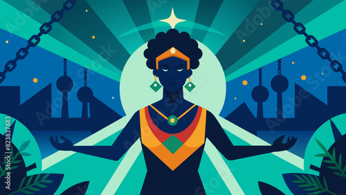 Majestic African Queen with Traditional Attire Illustration. Vector illustration, International Day for the Remembrance of the Slave Trade and Its Abolition
