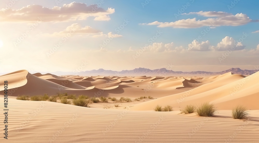 3d realistic background of sand dunes. desert landscape