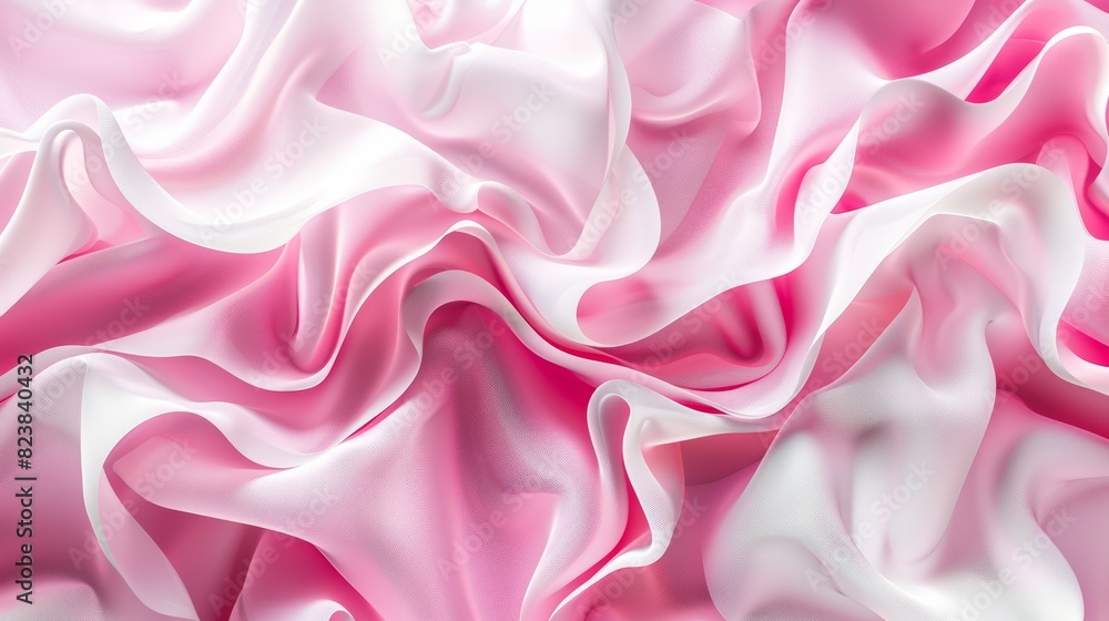Abstract modern pink and white background, folded ribbons macro, fashion wallpaper with wavy layers and ruffles, generative ai Abstract modern pink and white background, folded ribbons macro, fashion wallpaper with wavy layers and ruffles, generative ai
