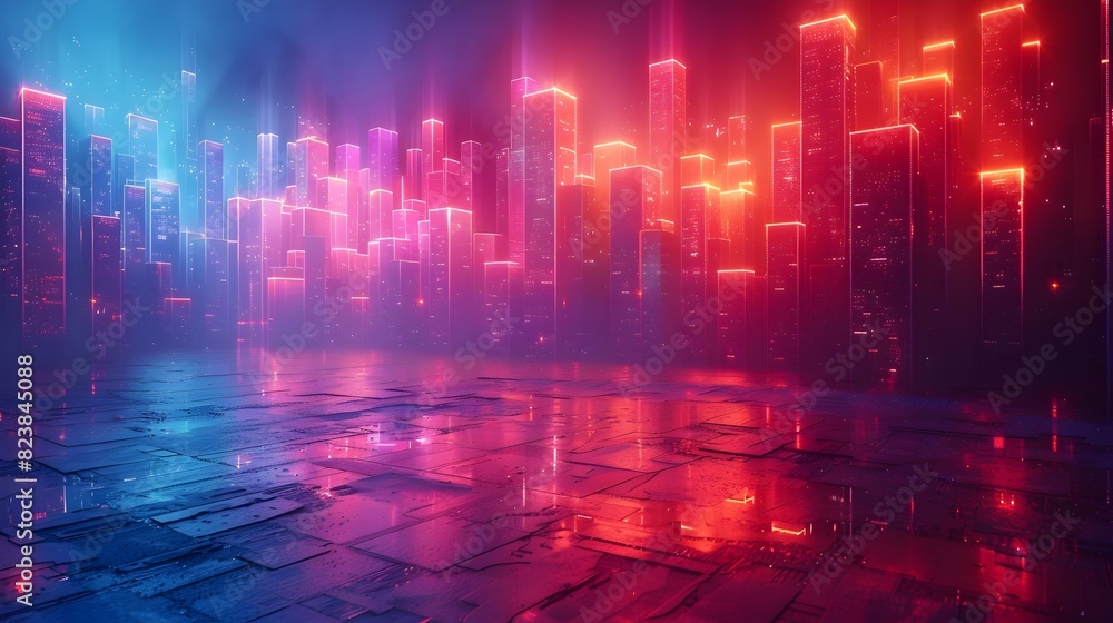 Mesmerizing Neon Drenched Cityscape of the Future in Vibrant Hues