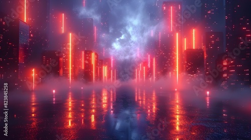 Glowing Futuristic Metropolis Mesmerizing Neon Lit Cityscape in Ethereal Digital Landscape