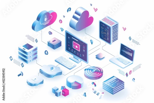 Wallpaper Mural Secure Cloud Computing Environment with Data Encryption and Network Protection, Technology Illustration Torontodigital.ca
