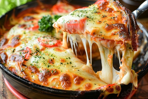 photo of melted cheese on top of pizza. Pizza with melted cheese. Close-up. Macro. Food photo. Italian Cuisine
