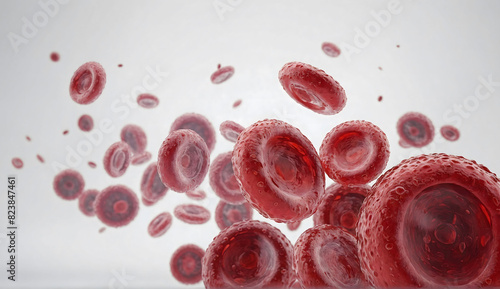 sweets , blood cells, leukocytes, erythrocytes bloodstream,  blood cell flowing close up on white background 