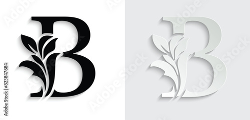 letter B flower letters. Vintage ornament initial Alphabet. Logo vector	
