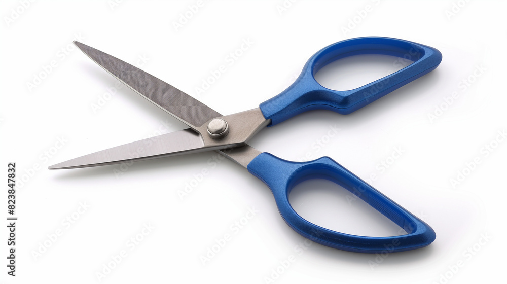 Blue Scissors on White Background Blue Scissors on White Background