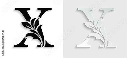 letter Xflower letters. Vintage ornament initial Alphabet. Logo vector	
