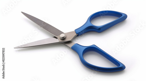 Blue Scissors on White Background