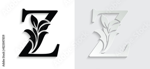 letter Zflower letters. Vintage ornament initial Alphabet. Logo vector	
